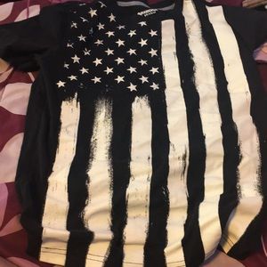 Black and white amarican flag  T-shirt